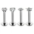 thumbnail image 1 of 4PCS/Set 16G Crystal Tragus Lip Ring Ear Cartilage Stud Earring Bars Piercing, 1 of 7