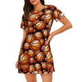 thumbnail image 1 of Fotbe Vintage Basketball Bata de Dormir para Mujer con Estampado, Camisón de Algodón de Manga Corta, Ropa de Dormir Casual, 1 of 6