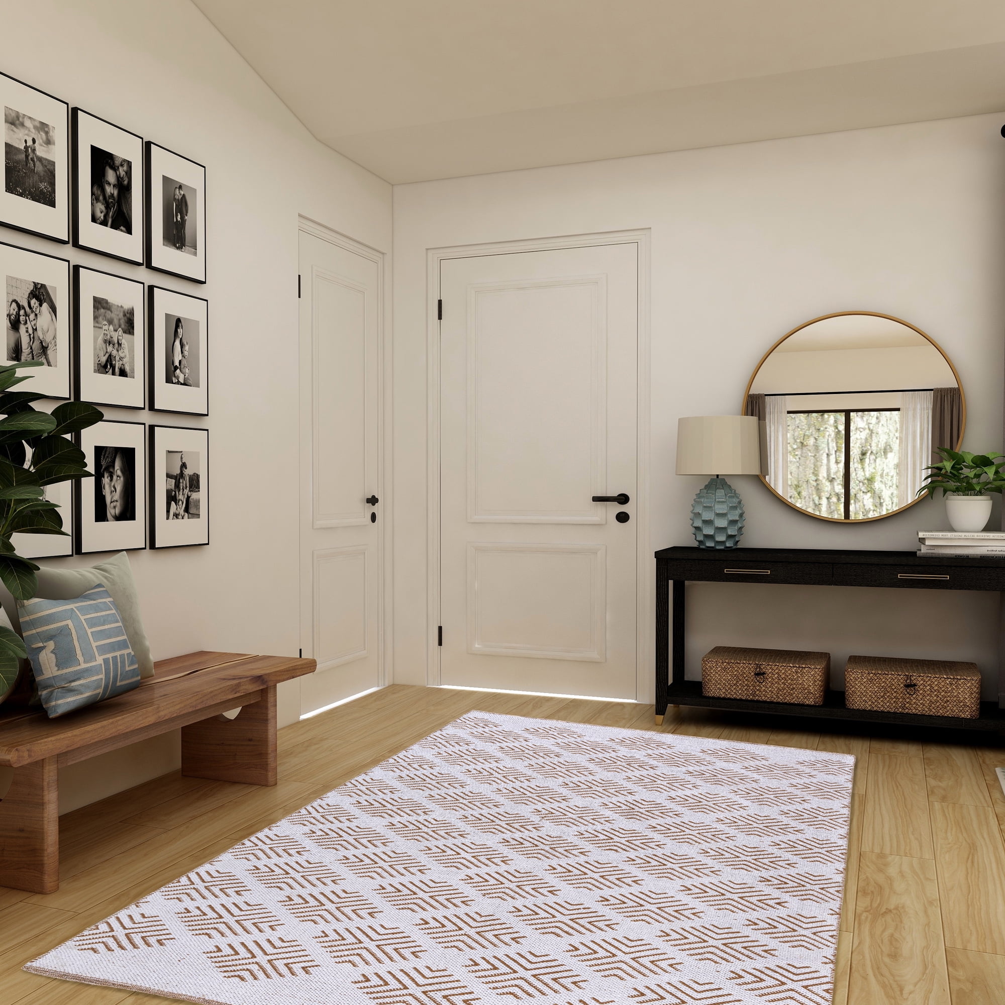 Ox Bay Qais 9' x 12' Brown/White Diamond Cotton Blend Indoor Area Rug