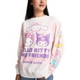 thumbnail image 5 of Hello Kitty & Friends Snack Shop Character Faces Women's Pink Cloud Wash Crew Neck Long Sleeve Fleece Sweatshirt -Medium, 5 of 7