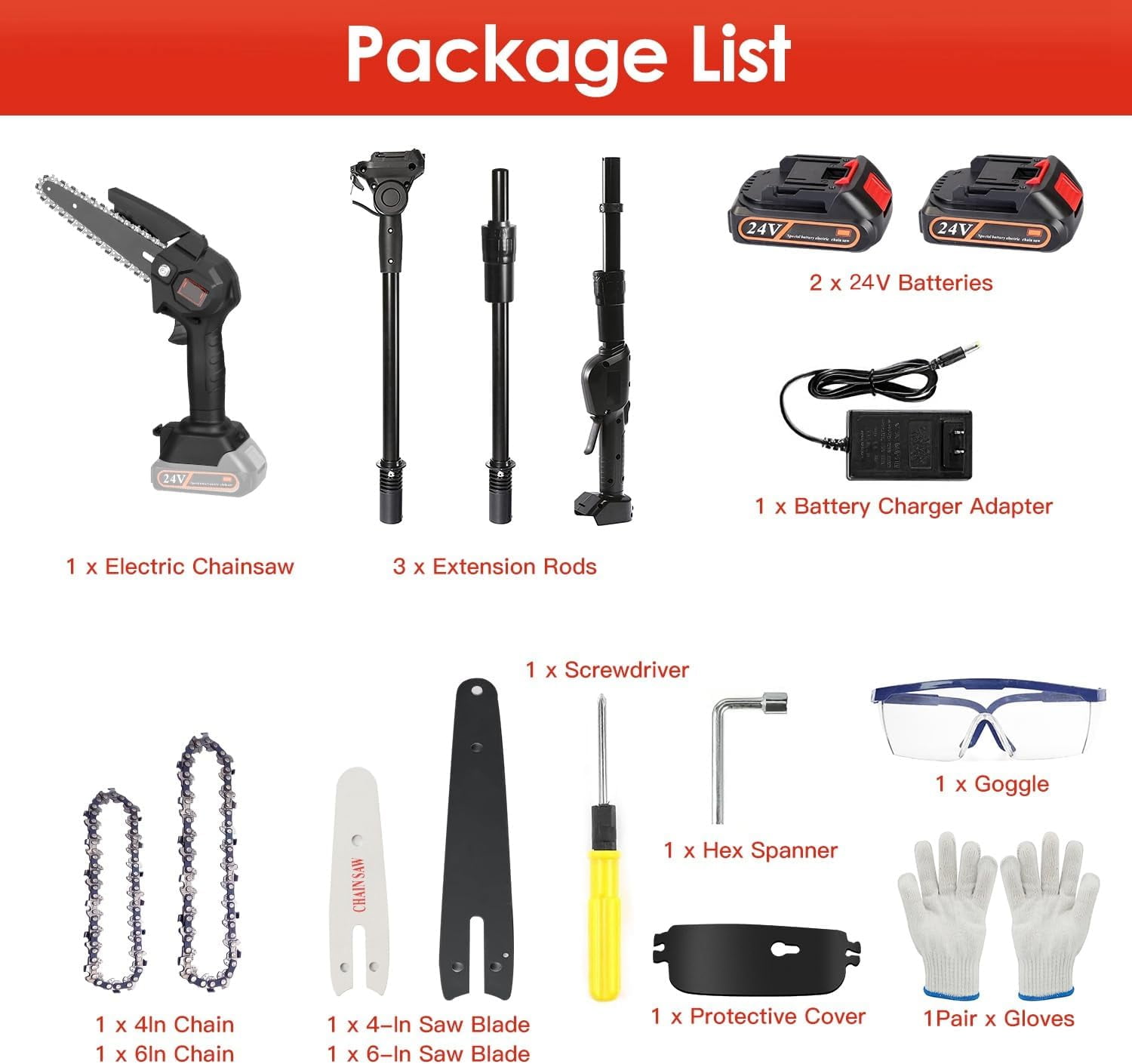 Cordless Pole Saw and Mini Chainsaw,2-IN-1 Pole Chainsaw,Brushless Electric Pole Saw Battery Powered 4in/6in Chainsaw, 67 Inch Max Reach Tree Trimmer Pole Saw