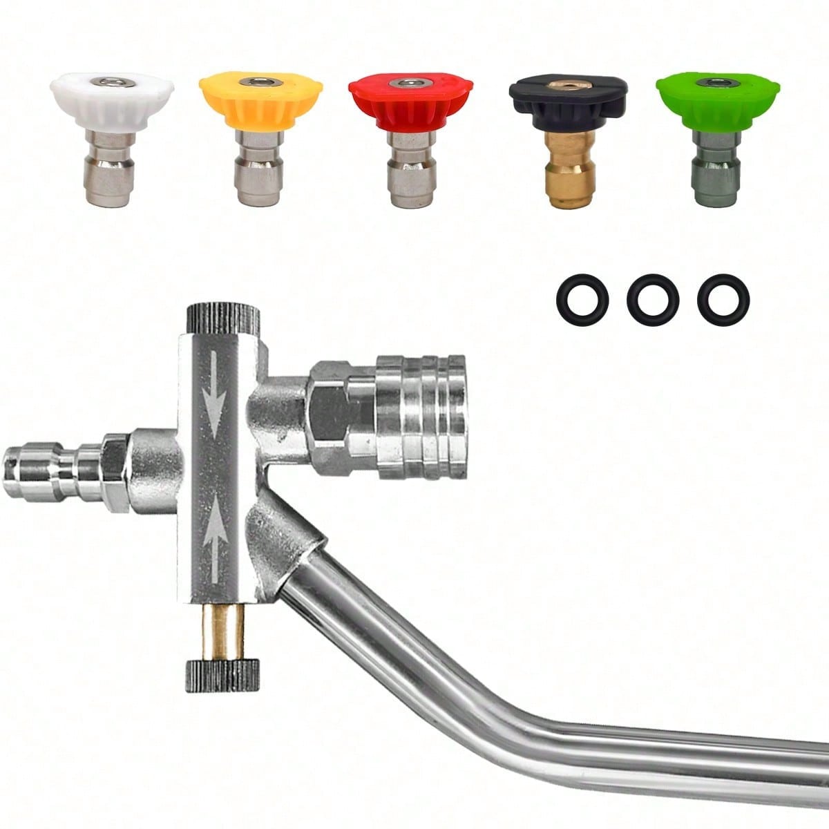 Tool Daily Foam Cannon Dual-Connector Accessory, Pressure Washer Double Tip Attachment for Soap Cannon, with 5 Pressure Washer Sprayer Nozzles, 1/4" Quick Connect