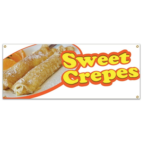 SignMission B-Sweet Crepes19 48 in. Sweet Crepes Banner with Concession Stand Food Truck Single Sided