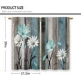 thumbnail image 2 of Teal Farmhouse Daisy Kitchen Curtains Wooden Flower Small Short Cafe Window Curtains Rustic Floral Butterfly Country Bathroom Drapes Treatment Tier Curtains 2 Panels (27.5x39 Inch), 2 of 8