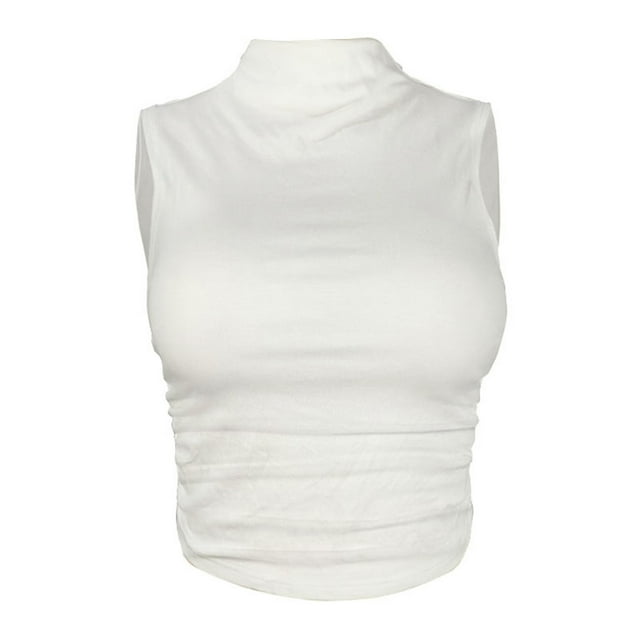 Chbgutlmr Hauts pour Sortir pour Femmes Col Montant Froncé Camisole Ajustée Décontractée Sans Manches Court