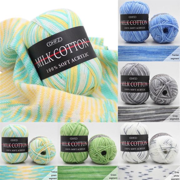 Gradient Milk Cotton Yarn, Soft & Smooth Blended Knitting Yarn With Ombre Green Hue, Ideal For Crocheting, Knitting Scarves, Hats, Sweaters & Craft Projects For S,