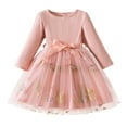 thumbnail image 2 of NAISIBABY Girls Embroidery Mesh Dress, Long Sleeve Ruffled Lace Crew Neck Party Princess Dress Pink 5-6T, 2 of 9