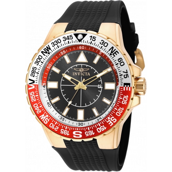 Invicta Men's Aviator Black Polyurethane Black Dial Movement: Quartz