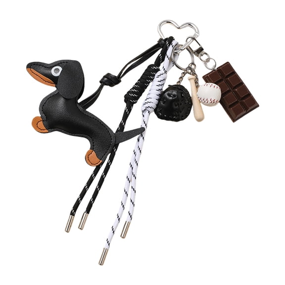 Fogun Unique Styles Dachshund Keychain Charm Pendant Sturdy PU Leather Materials Accessory for Daily Use Stylish Outfits
