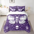 thumbnail image 2 of Manfei Spooky Skull Moth 7-Piece Twin Bedding Sets,bohemian Exotic Style Bedding Comforter Set,Purple White Sheet Sets For Men Women,Luxury Bedroom Decor Reversible, 2 of 8