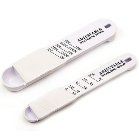 

Measuring Spoon 2Pcs Plastic Adjustable Kitchen Tool Seasoning Spoons for Solid Powder Liquid