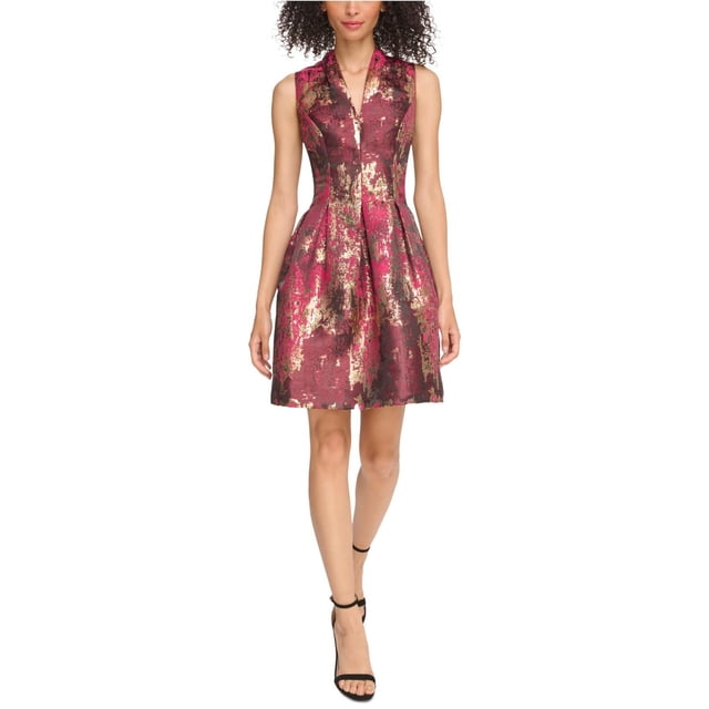 Vince Camuto Womens Jacquard Mini Fit & Flare Dress, Multicoloured, 12