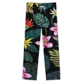 thumbnail image 4 of Tropical Floral Jungle Print Winter Female Pants Flannel High Waist Women Pants Lady Warm Straight Leg Plush Trousers, 4 of 7