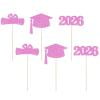 Pink 12x6 Inch 2026 Gradu-ation Centerpieces – Ngheia 6PCS Glitter Gradu-ation Cutouts Cap Sticks Vase Decor Confetti, Table Toppers for College Gradu-ation Party