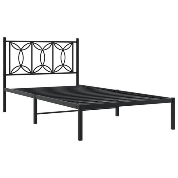Pemberly Row Contemporary Engineered wood Twin Bed Frame in Black