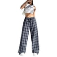 thumbnail image 1 of Women's Wide - Leg Plaid Pants - Drawstring Elastic, High - Waisted, with Pockets, 1 of 4