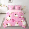 thumbnail image 2 of Homewish Cartoon Duck Goose Bedding Comforter Set 7 Pieces, Watercolor Cherry Blossoms Full Bedding Set, Teens Kids Boys Girls Reversible Fitted Sheet Flat Sheet, Microfiber Bedroom Decor, 2 of 7