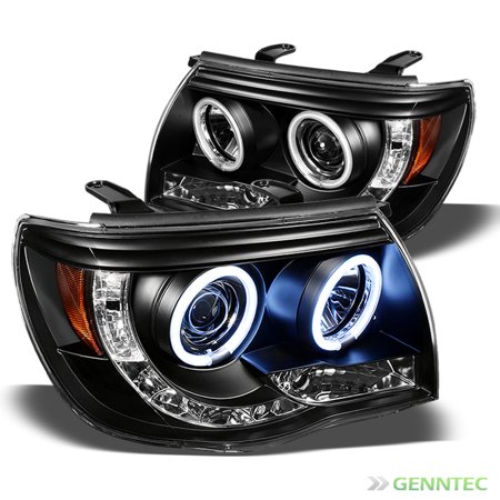 Ccfl Led - CCFL Halo LED 2005-2011 Toyota Tacoma Projector Headlights Black Head Lights Pair Left+Right 2006 2007 2008 2009 2010
