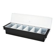 Bar Lux Black Plastic Condiment Caddy - 6 Compartments - 19 1/2" x 6 1/4" x 3 3/4" - 1 count box