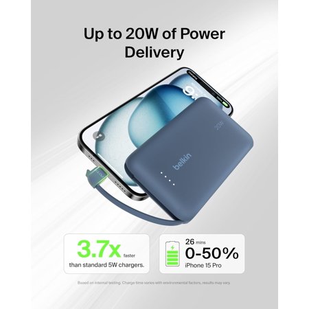 belkin BPB021fqBL BoostCharge 20Wケーブル内蔵 モバイルバッテリー10000mAh ブルー