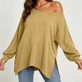 thumbnail image 6 of Tops for Women Dqueduo Women's Casual Loose Long Sleeve Top With Wide Round Neck Slit Detail And Off Shoulder Option, 6 of 10