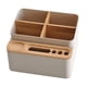 thumbnail image 1 of Caja de almacenamiento de escritorio, organizador de papelería y cosméticos, con 5 compartimentos Beige, 1 of 6