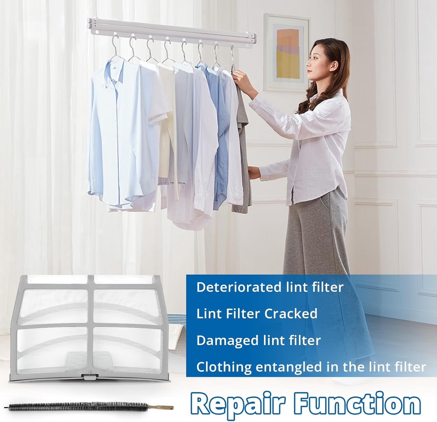W10859086 Dryer Lint Screen Filter with Dryer Lint Brush Replacement for Whirlpool Maytag Kenmore Dryer Replaces 4378144 W10608811 W10701353 AP5999318 PS11731421 EAP11731421 MEDB835DW4 MEDB835DW3
