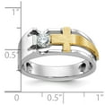 thumbnail image 2 of Auriga Fine Jewelry 10K Two-tone Gold Men's Polished Satin and Cut-Out 1/3 Carat A Quality Diamond Cross Ring Size 10, 2 of 5