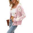 thumbnail image 2 of Franhais Women Loose Knit Sweater, Adults Button-down Flower Pattern Long Sleeve V-neck Cardigan, 2 of 4