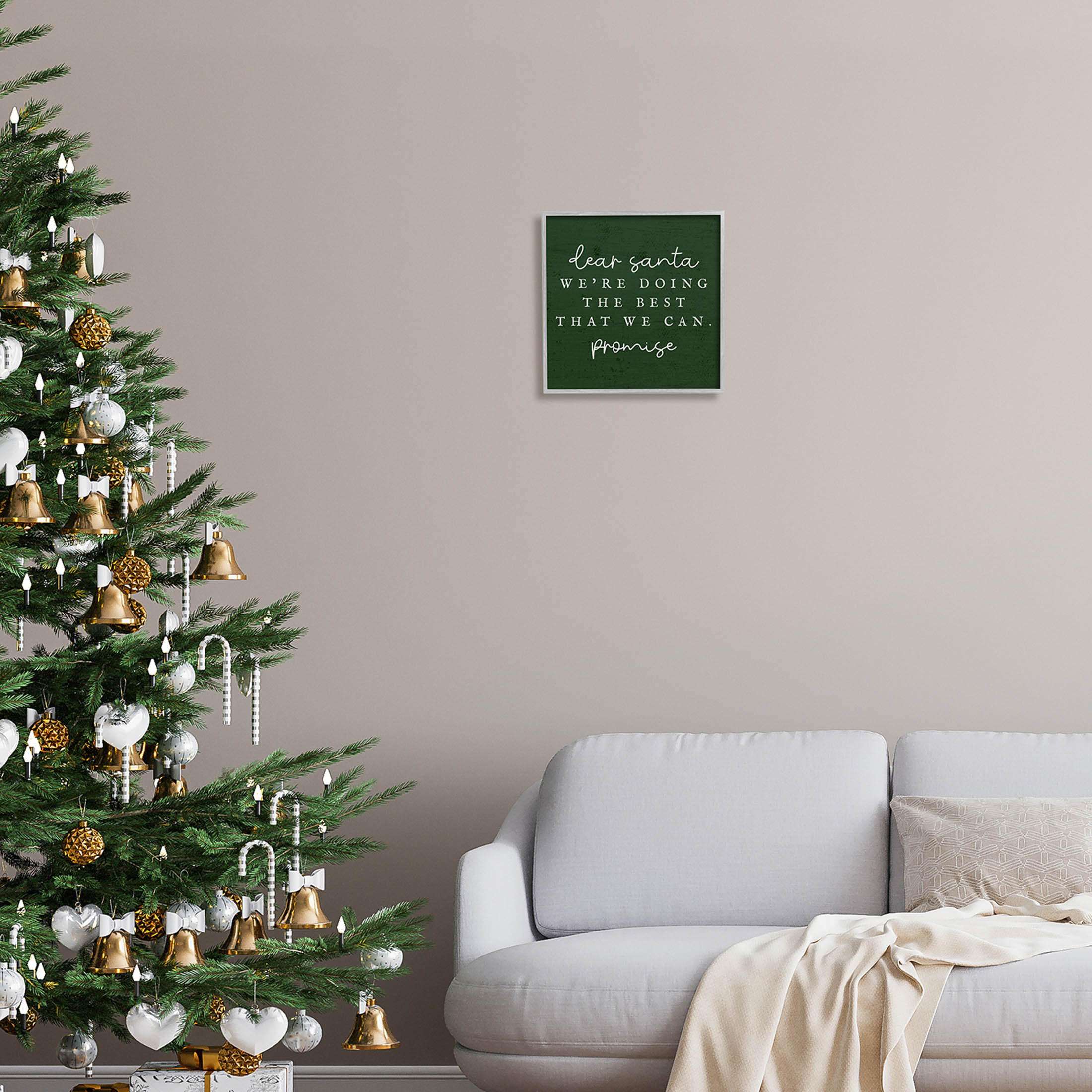 Dear Santa Best We Can Phrase Holiday Graphic Art Gray Framed Art Print Wall Art