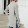 thumbnail image 4 of LEBONYARD Women's Turtleneck Oversized Sweaters,Women's Half High Neck Long Sleeve Loose Split Pocket Women's Top Gray#2 L, 4 of 4