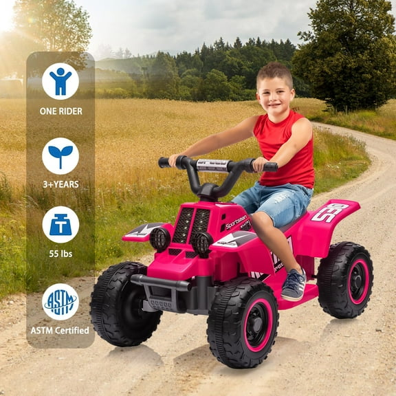 TROPOW Electric Ride On Cars with Remote Control,6V Kids Ride-On ATV – Fun, Safe, and Thrilling Outdoor Adventure Toy,Rose Red