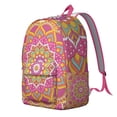 thumbnail image 4 of Artistic Mandala School Backpack for Women, Ethnic Boho Folk Style Canvas Daypack with Sacred Ornament Pattern, 4 of 5