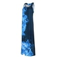 thumbnail image 4 of Daeful Maxi Robe Sans Manches Swing Gilet Col Carré Femmes Décontracté en Vrac Floral Print Sundress 4 Bleu Foncé S, 4 of 7