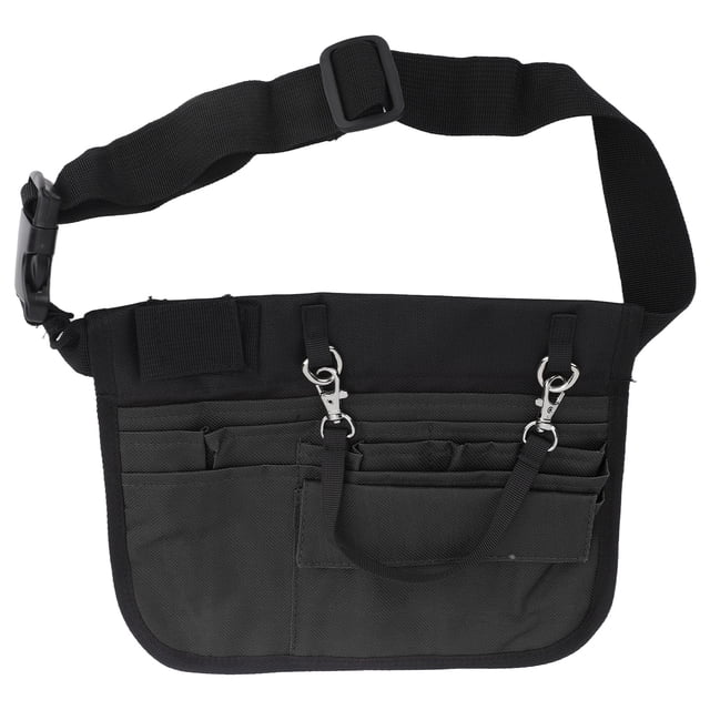 Riñonera para enfermera, bolsa de almacenamiento de suministros médicos, bolsa de cintura médica para enfermera con múltiples compartimentos, color negro