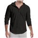 thumbnail image 1 of Camisetas de Manga Larga para Hombre Mezcla de Algodón Color Sólido Abrade Sudadera con Capucha, Suelta Camisa Casual con Capucha, 1 of 3