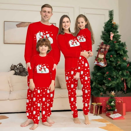 

Christmas Pajamas for Family Christmas Pjs Matching Sets Merry Christmas Printed Tops Pants Set Family Christmas Pajamas