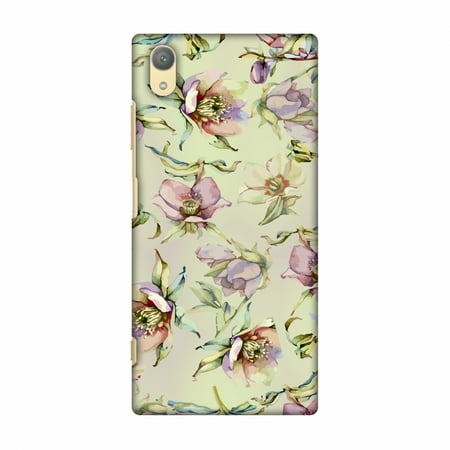 Honey Silver Snap (Sony Xperia XA1 Plus Case - Watercolour poppy- Honey and pale pink, Hard Plastic Back Cover, Slim Profile Cute Printed Designer Snap on Case with Screen Cleaning)