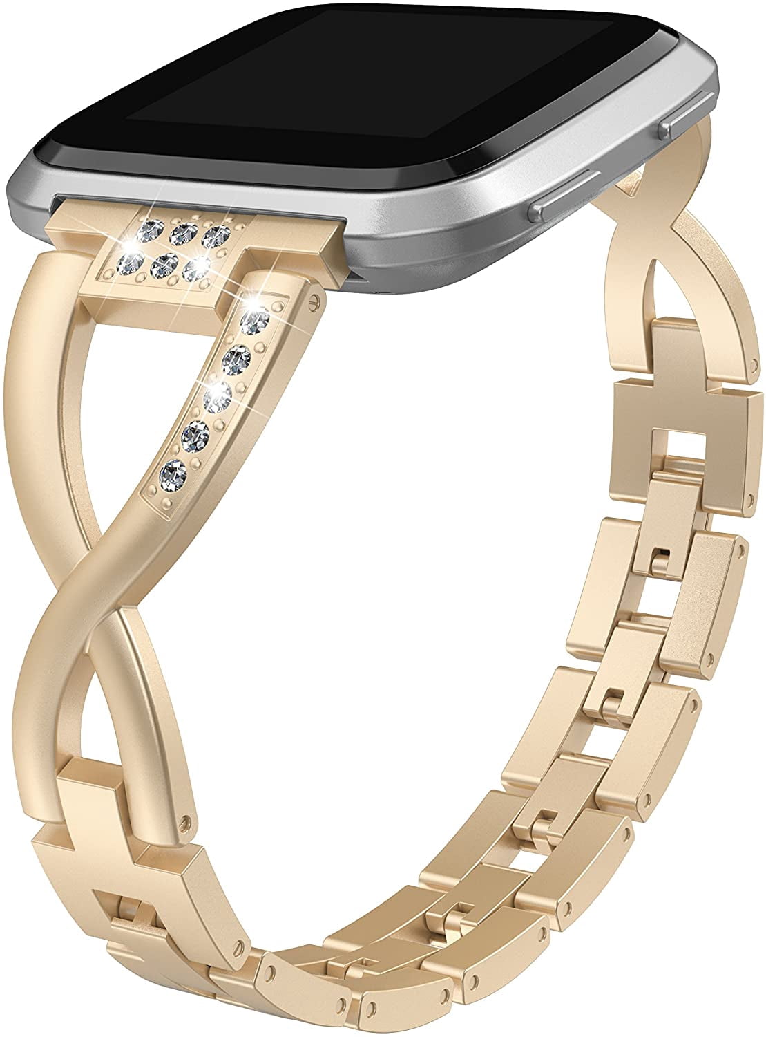 TOYOUTHS Bling Bracelet Compatible with Fitbit Versa/Versa 2 Bands for Women Stainless Steel Wristbands Replacement for Versa Lite Edition/Versa SE Accessories Dressy Metal Strap