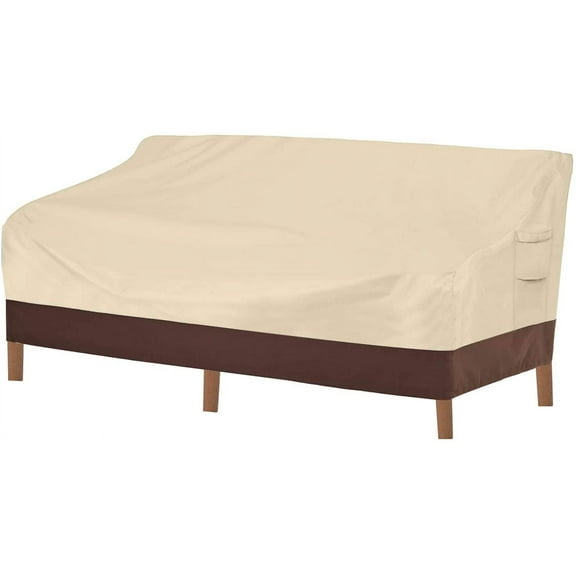 Heavy Duty Patio Sofa Cover, 100% Waterproof 3-Seater Outdoor Sofa Cover,Lawn Patio Furniture Covers with Air Vent and Handle,85" Wx 37" Dx 35" H,Beige&Brown