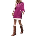 thumbnail image 5 of Women Casual Long Sleeve Sweatshirt Dress Quaeter Zipper Lapel Loose Mini Dresses, 5 of 7