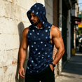 thumbnail image 6 of Graphic Camo Sleeveless Hooded Tank Top for Men, Muscle Fit Pullover Gym Vest - Quick-Dry Athletic Shirt with Pocket for Bodybuilding & Summer Training Blue L, 6 of 8