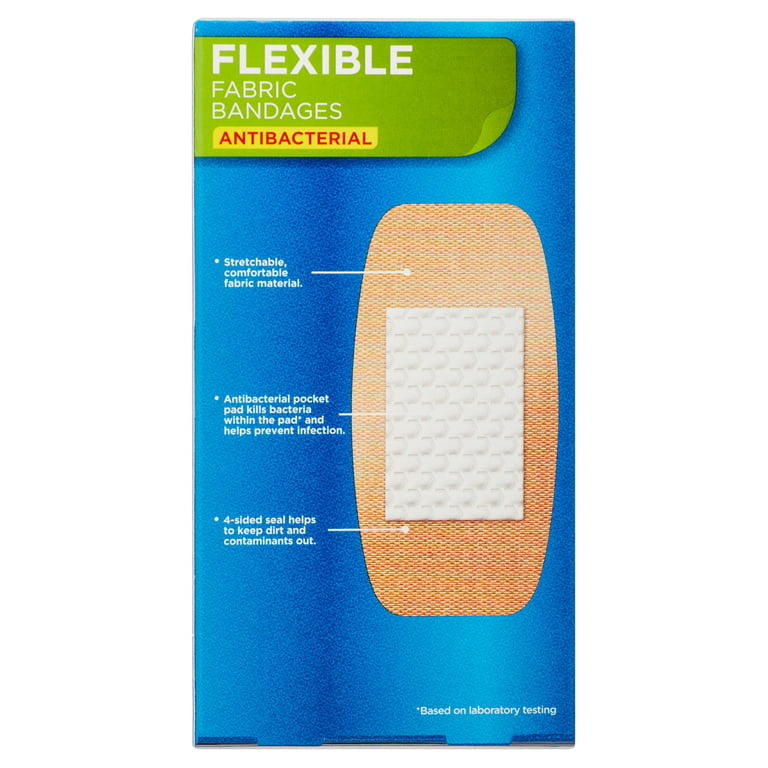 Equate Flexible Antibacterial Fabric Bandages, 10 Ct
