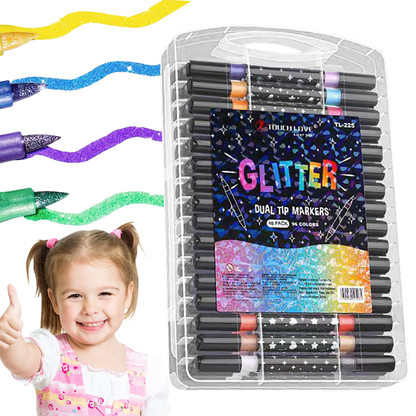 Flash Pen, Luminous Marker Pen, 48 Colors,48 Colors Glitter Gel Pen Set, Metallic Marker Pens with Fiber Tip, Smooth Paint Markers for Adult Coloring Diy Crafts Christmas Card Making, 10Ml Each
