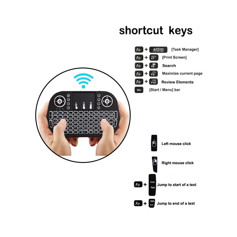 Mini i10 2.4G Air Mouse Wireless Keyboard with Touchpad Black