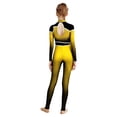 thumbnail image 2 of TiaoBug Kids Girls Sparkly Color Block Gymnastics Leotard Full Body Jumpsuit Long Sleeve Skating Bodysuit Yellow 10, 2 of 6