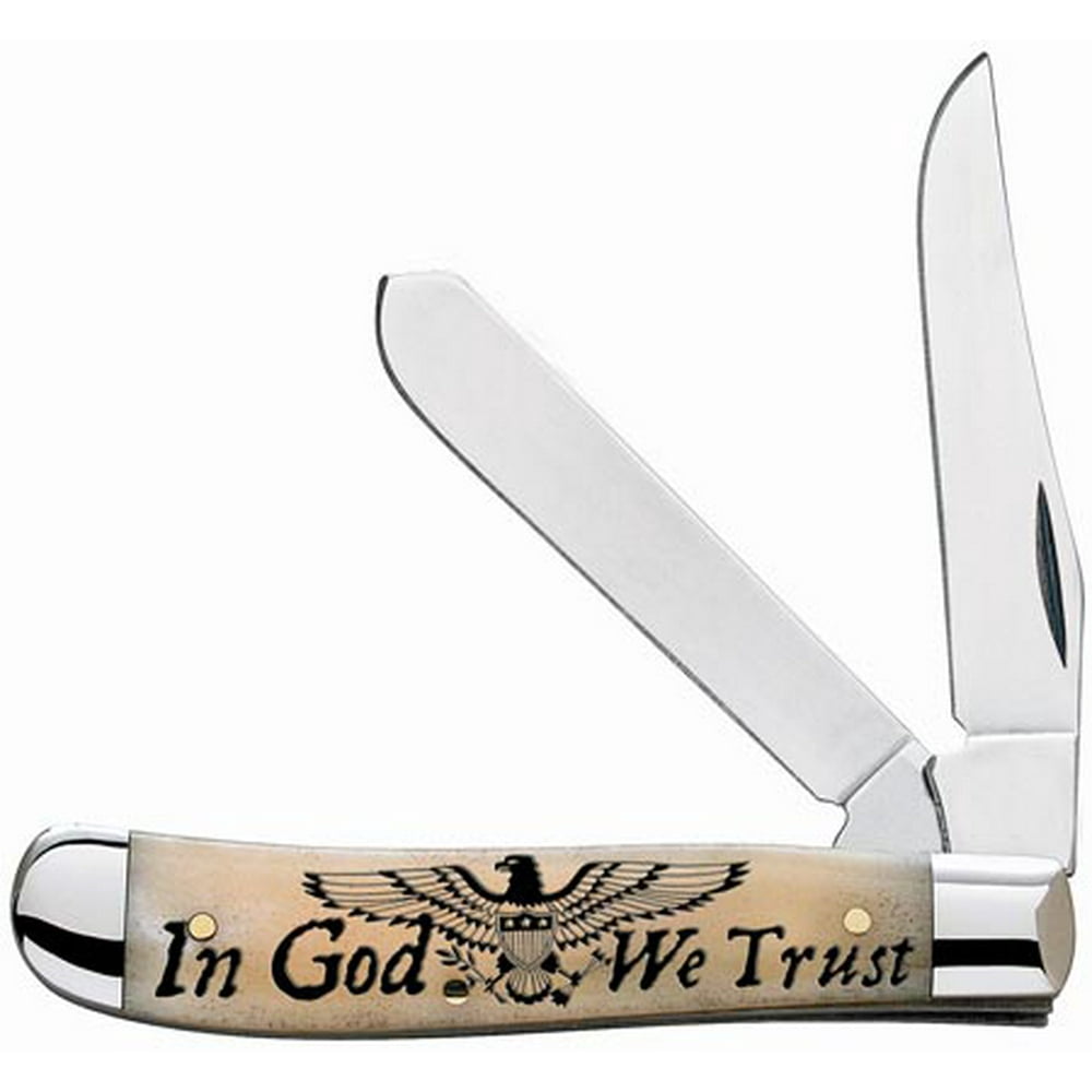 WR Case XX Pocket Knife 9235 IN GOD WE TRUST NATURAL SMOOTH BONE MINI