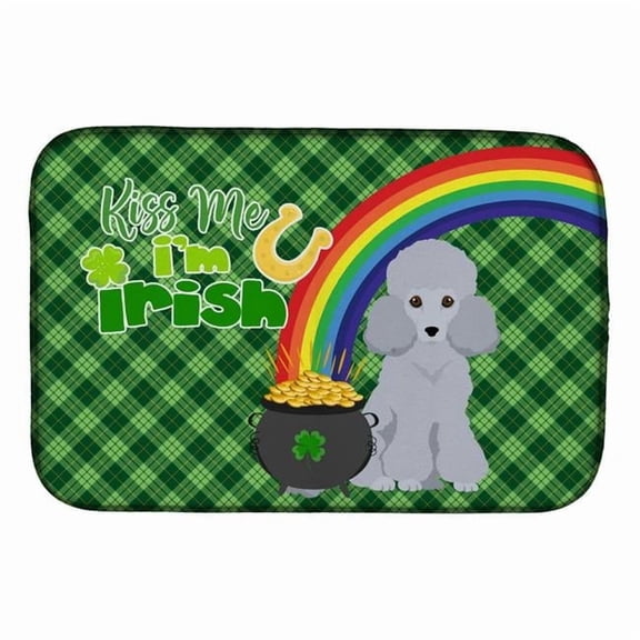 Toy Silver Poodle St. Patricks Day Dish Drying Mat
