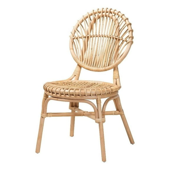 Bowery Hill Modern Bohemian Natural Brown Rattan Dining Chair