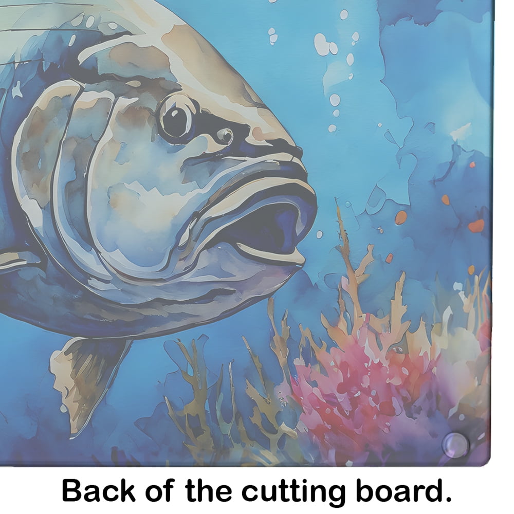 Bluefin Tuna Glass Cutting Board Large 12 in x 15 in